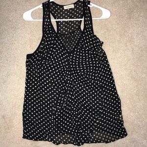Black and white sheer polka dot tank